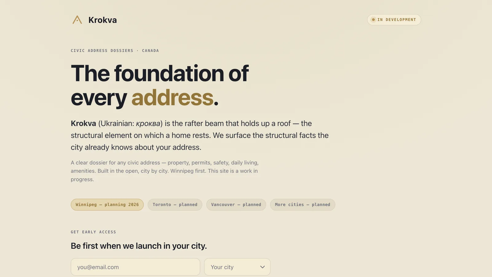The krokva.com home page